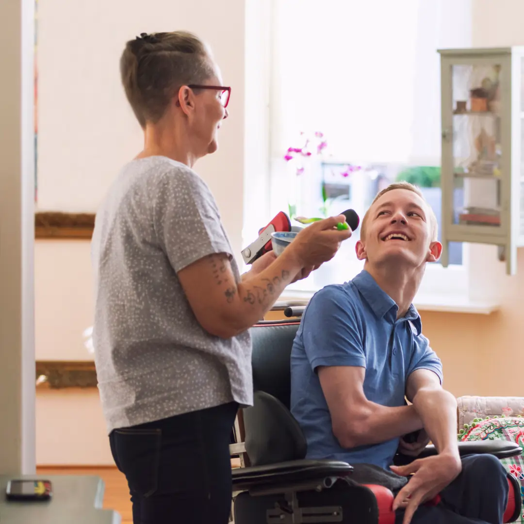 young person with carer